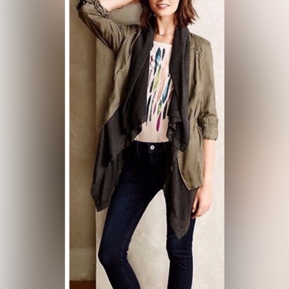 Anthropologie Jackets & Blazers - Hei Hei Cascade Anorak Green Utility Grey Scarf Layered Jacket Large